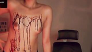 Nylaahh-1 spreading chocolate on naked body nude show