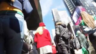Skanky public mini skirt schoolgirl immodest trash NYC