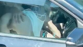 Trucker watches road head