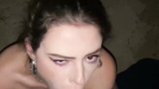 Stella Violet - Outdoor blowjob in fishnet