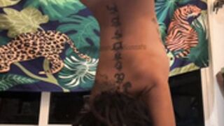 Hairy girl does yoga poses