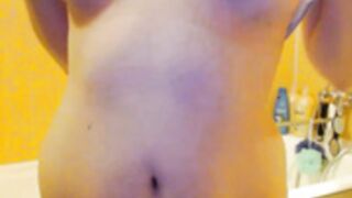 Honey Mary in silk top with squirt sex in bathroom