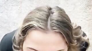 clothed beauty POV cum in mouth