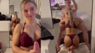 Blonde teenager blowjob lingerie