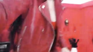 red biker jacket dominatrix