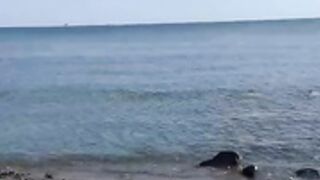 Mady busty topless on beach