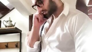 On the phone jerking off