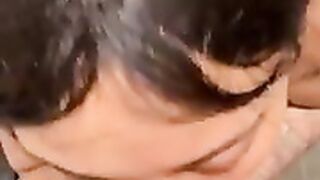 Layla Red Green Eyes eating BBC in the bathroom