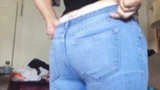Latina with Phat Ass Trying on Tight Jeans