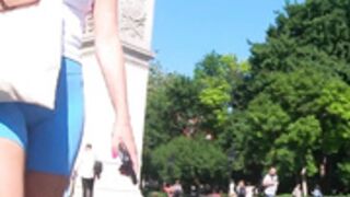 Blue Tight Shorts Hot Babe Cameltoe – Sexy Candid Girls