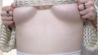 Non Nude mesh crop hides breasts & nipples poke out