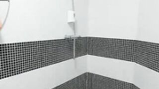 Hotfallingdevil suck dildo & pussy fingering in shower
