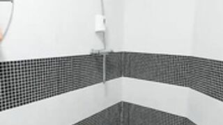 Hotfallingdevil suck dildo & pussy fingering in shower
