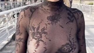 Rita ora showing her natural wonder in a sheer dress