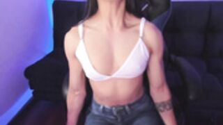 hot cam girl with great biceps doing curls