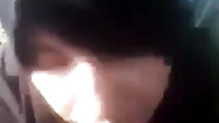 Slutty hijabi without panties sucks off cab driver