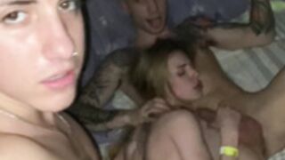 Peitite Teen Blonde Fucked By Two Horny Guys