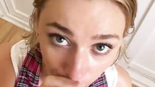 Innocent College Babe vs Huge White Cock