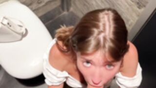 Anna Ralph gives a blowjob in Restaurant toilet