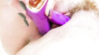 Sara Mills - Purple Dildo Cum