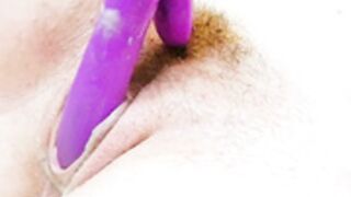 Sara Mills - Purple Dildo Cum