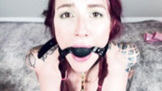 Gagged, clamped, and leashed