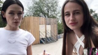 Bulochka and friend in Prague braless