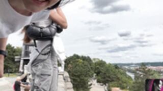 Bulochka and friend in Prague braless