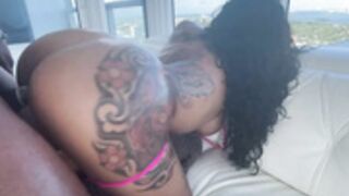 Oiled up ebony fucks bbc