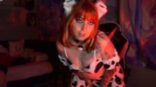 blueasfuck in cow outfit stripping