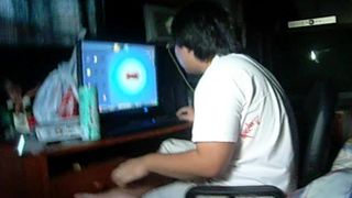 Asian girl blows with roommate in the room