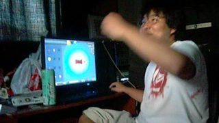 Asian girl blows with roommate in the room