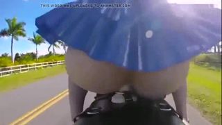 Driving motorcycle with dildo