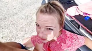 sexy blondy roadside dress facial