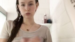 Aubrey Chesna shower boob massage