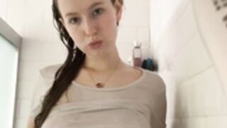 Aubrey Chesna shower boob massage