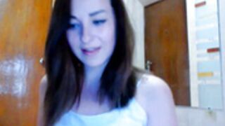 Famous webcamgirl  playing for mirror at home