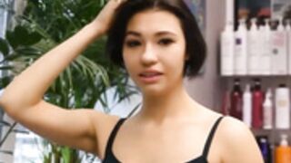 sexy model cries as shaved smooth bald