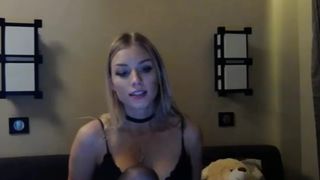 Killer Tits' seductive strip in mini skirt