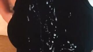 Huge cumshot on clothes cum on shirt
