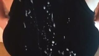 Huge cumshot on clothes cum on shirt
