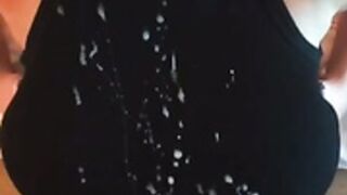 Huge cumshot on clothes cum on shirt