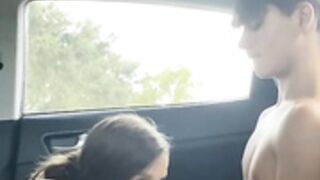 Sex in public places - Riding a cock on the back seat