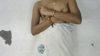 girl in towel nude tits showing