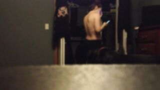 Girl undressing after school