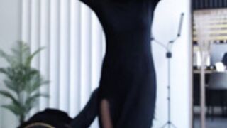Vika in dress show her pubic