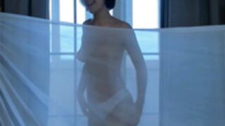 Jeanfrancoa show  tits in transparent curtain