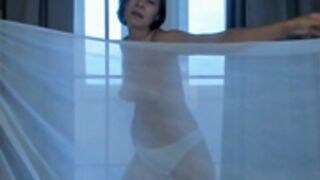 Jeanfrancoa show  tits in transparent curtain