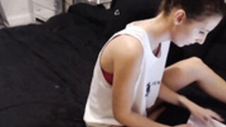 British camgirl private panty stuffing and licking