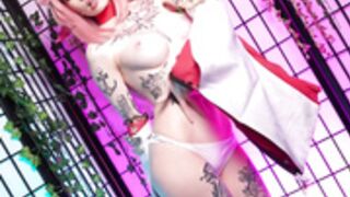 ZR-Yae Miko is riding your cock and gets creampie